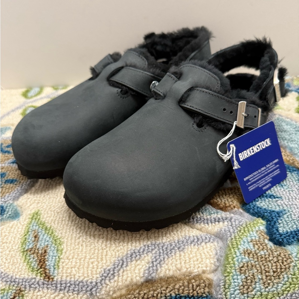 Birkenstock Tokio Shearling Nubuck Clog w/ Ankle Strap 42 11 NWT